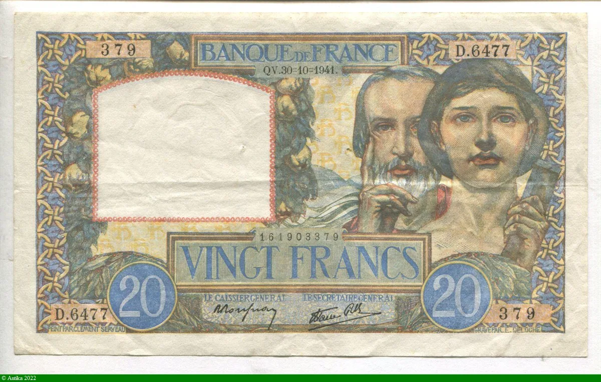20 FRANCS SCIENCE & TRAVAIL - Type 1940