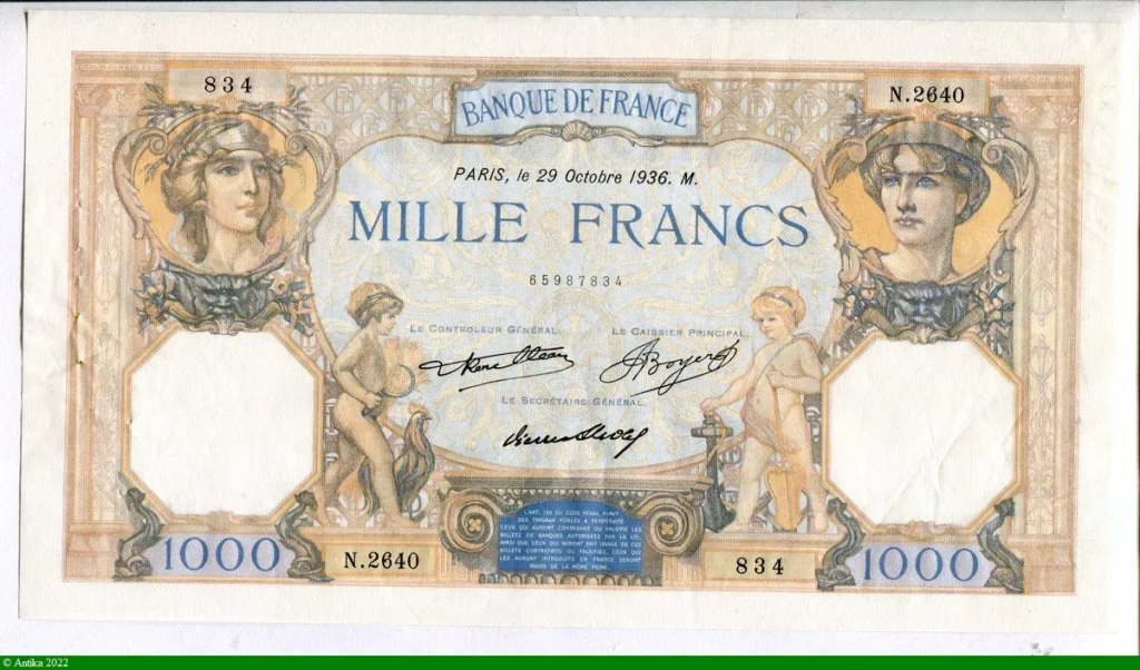 1000 FRANCS CERES & MERCURE - Type 1927
