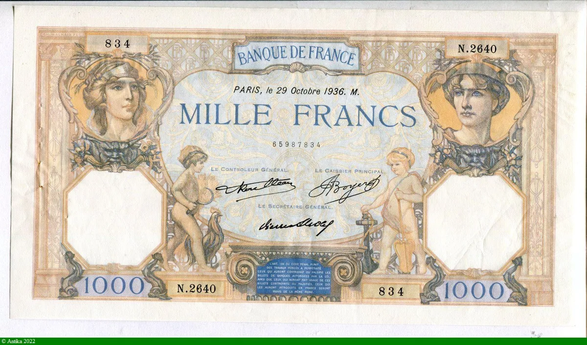 1000 FRANCS CERES & MERCURE - Type 1927