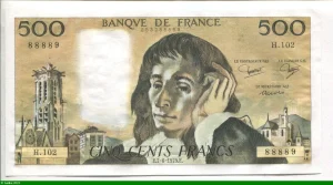 500 FRANCS PASCAL - Type 1968