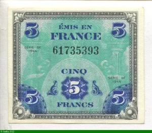 5 FRANCS Verso "Drapeau"