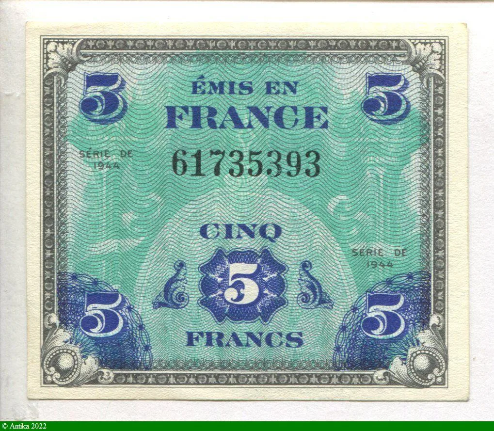 5 FRANCS Verso "Drapeau"
