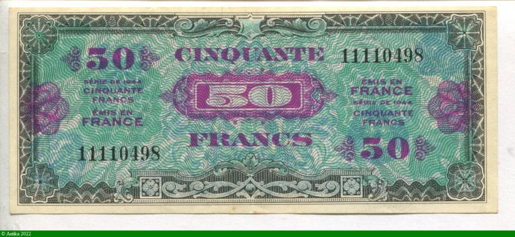 50 FRANCS Verso "Drapeau"
