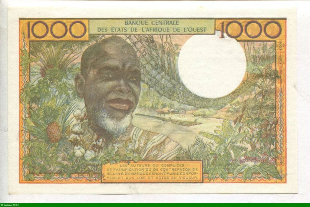 1000 Frs Couple Africain P.176 A:Côte d' Ivoire Sign:12