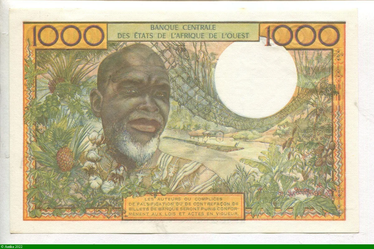 1000 Frs Couple Africain P.176 A:Côte d' Ivoire Sign:12