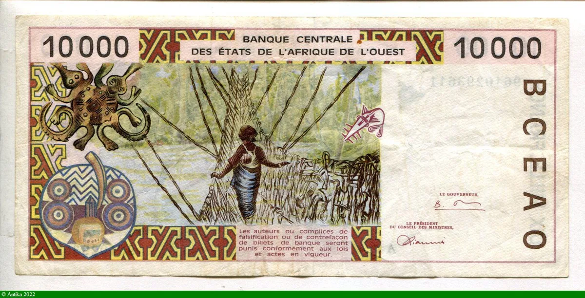 10000 Francs Homme Africain & Gratte-Ciel A:Côte d'Ivoire * *