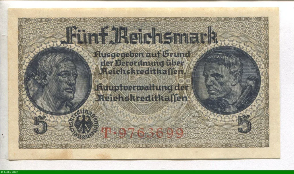 5 Reichsmark portrait de 2 hommes * * * * *