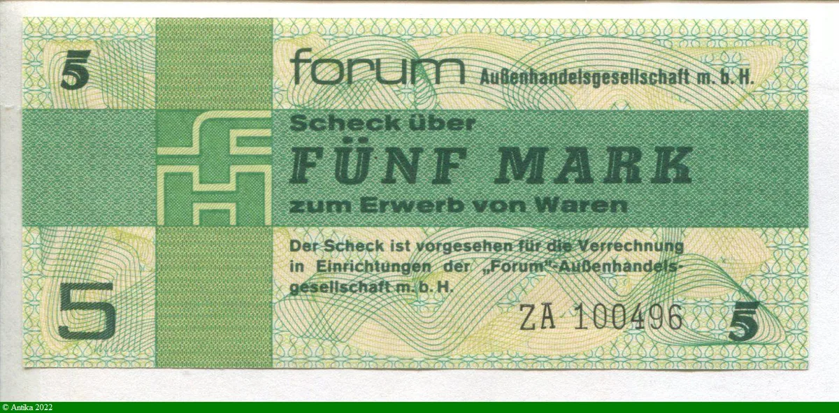 5 Mark (considéré comme chèque)utilisable en RDA