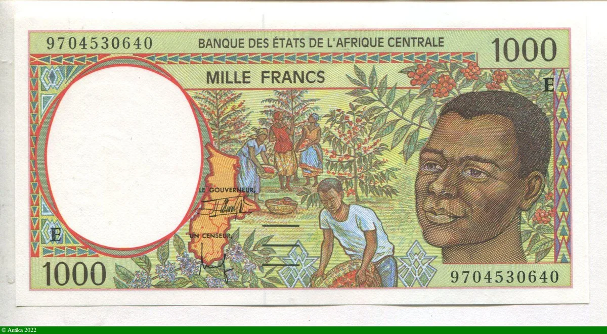 1000 Francs Culture du café & tronc Arbres E:Cameroun