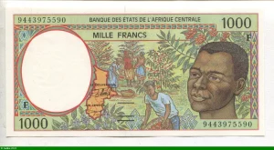 1000 Francs Culture du café & tronc Arbres F:République Centrafricaine