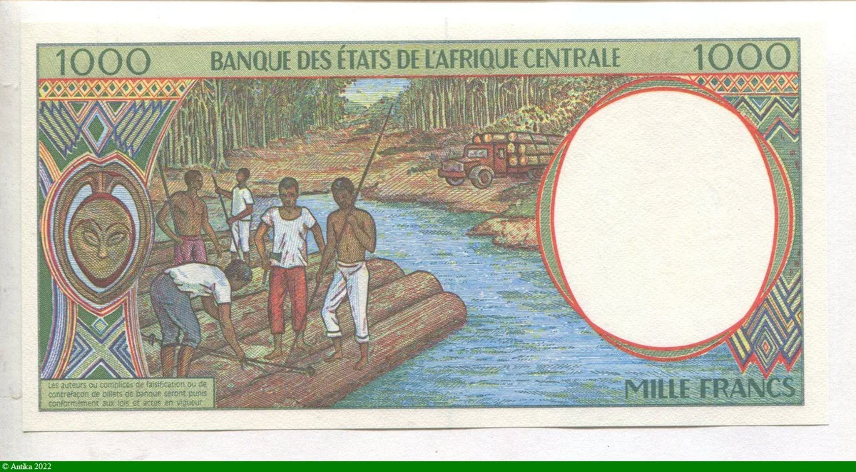1000 Francs Culture du café & tronc Arbres F:République Centrafricaine