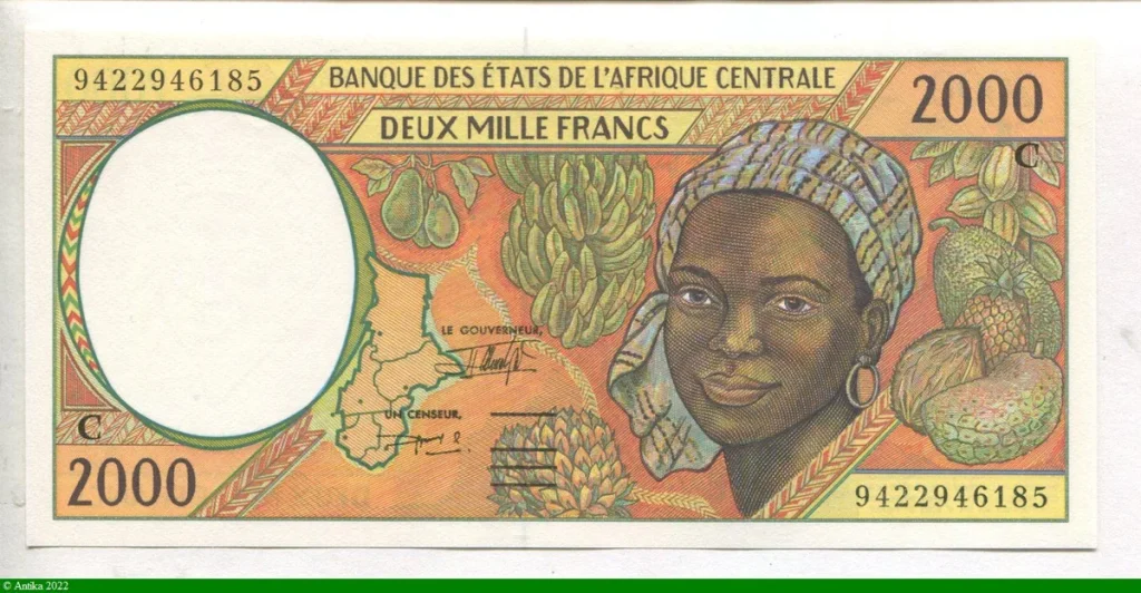 2000 Francs Jeune femme & fruits exotiques & Paquebot C:Congo