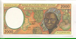 2000 Francs Jeune femme & fruits exotiques & Paquebot C:Congo