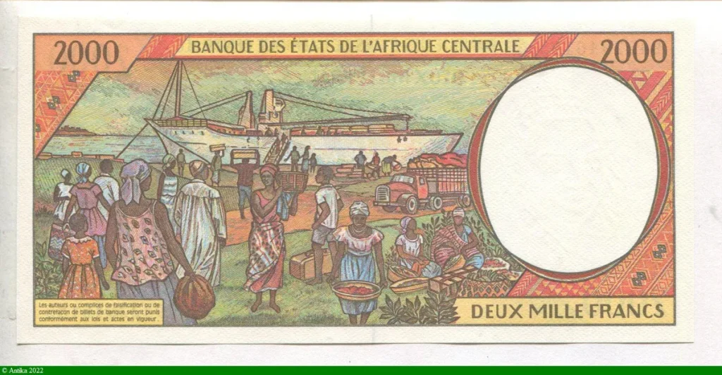 2000 Francs Jeune femme & fruits exotiques & Paquebot C:Congo