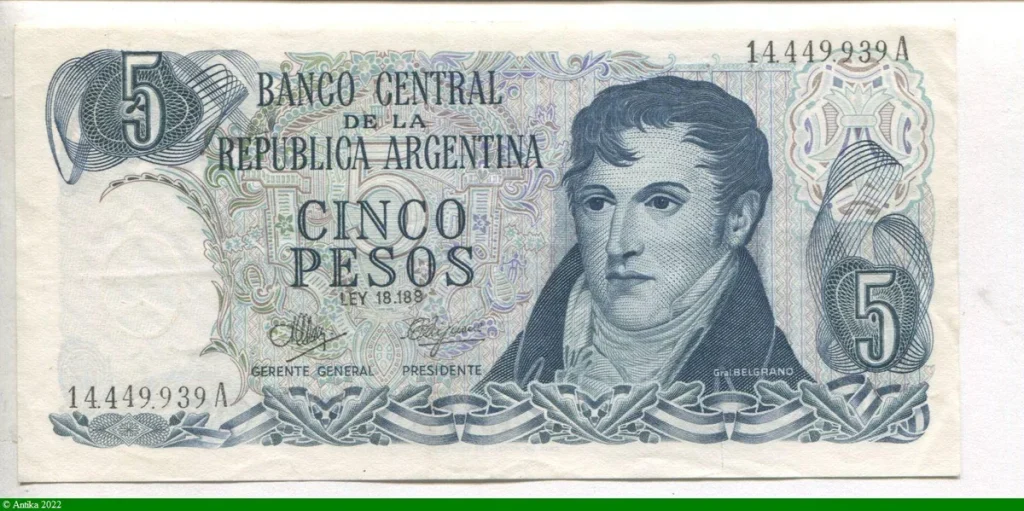 5 Pesos Général Belgrano * *
