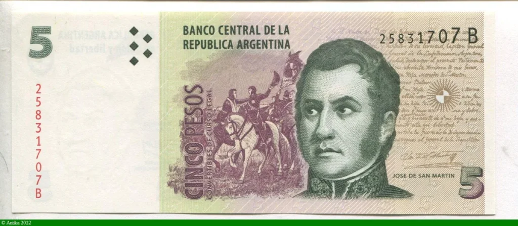 5 Pesos José de San Martin