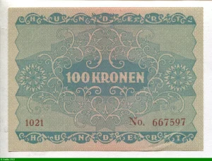 100 Kronen Vert Portait Jeune fille dans un médaillon