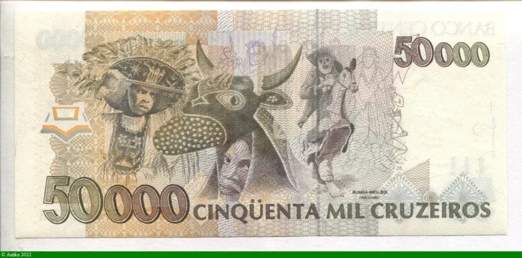 50 Cruziros Réals sur 50 000 Cruzeiros Camara Cascudo