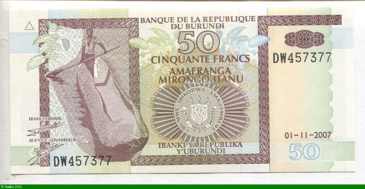 50 Francs Homme s/une pirogue & Hippopotame * * 1994 /2007