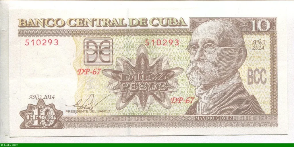 10 Pesos Maximo Gomez * * * *