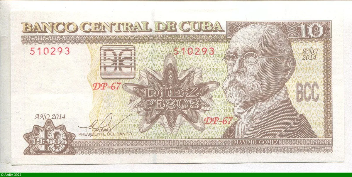 10 Pesos Maximo Gomez * * * *