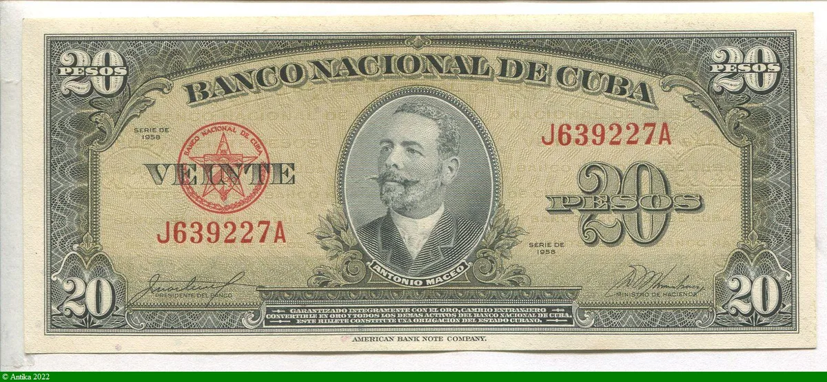 20 Pesos Antonio Maceo