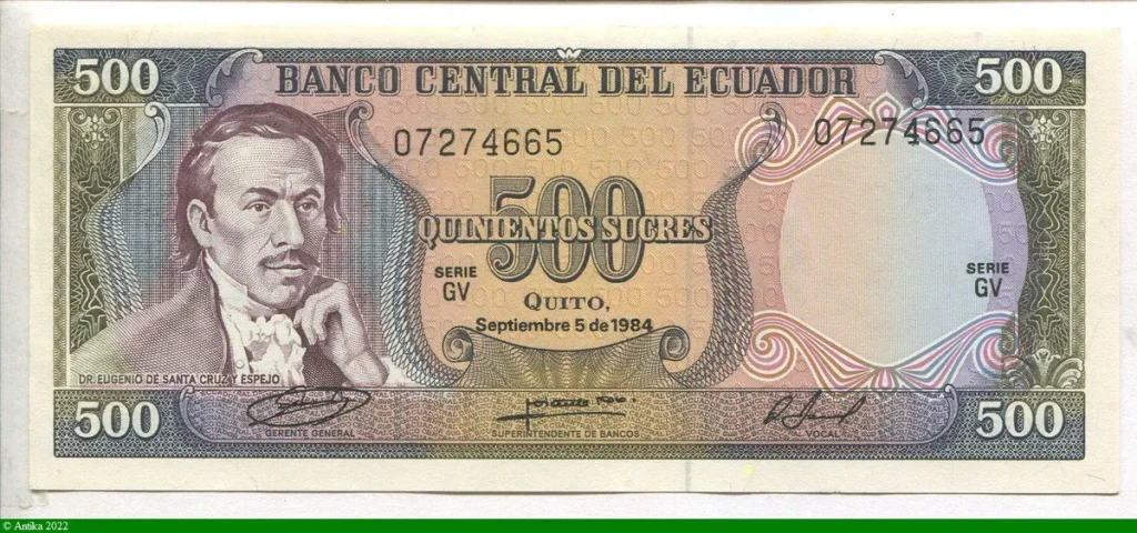 500 Sucres Dct Eugénio de Santa Cruz Y Espejo