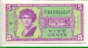 5 Cents Military Payment Certificate PROMO