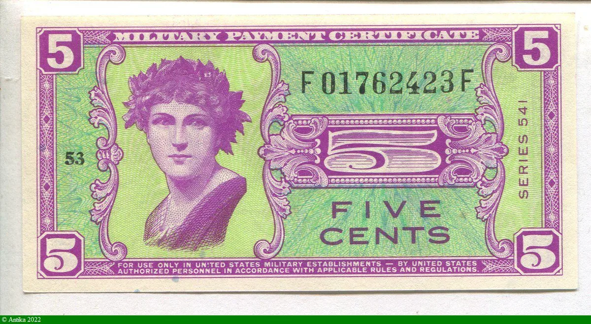 5 Cents Military Payment Certificate PROMO