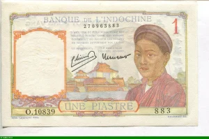 1 Piastre Jeune femme & Temple