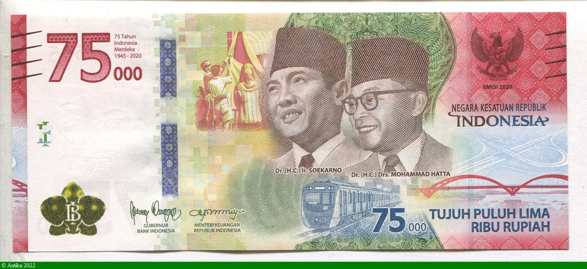 75000 Rupiah Commémoratif Indépendance Soekarno & M.Hatta * *