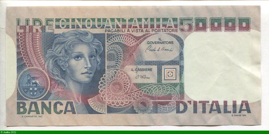 50000 Lire Portrait Jeune Femme