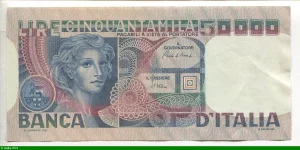 50000 Lire Portrait Jeune Femme