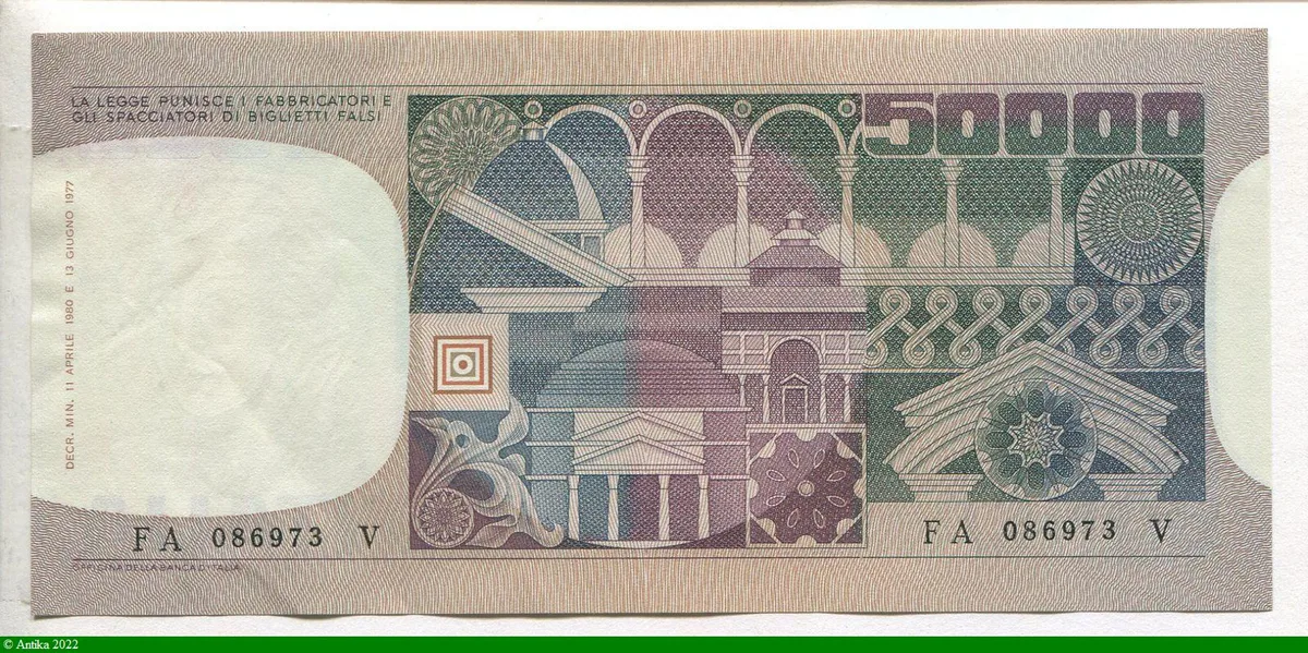 50000 Lire Portrait Jeune Femme