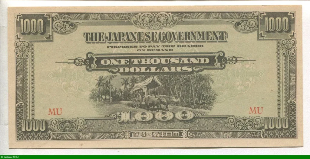 1000 Dollars Occupation militaire par le Japon