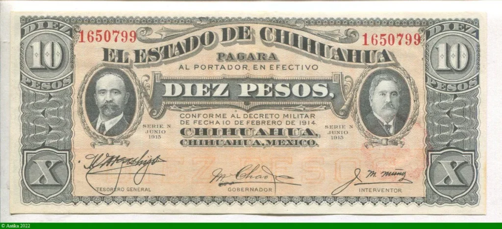 10 Pesos F.Madero & A.Gonzalez El Estado de Chihuahua
