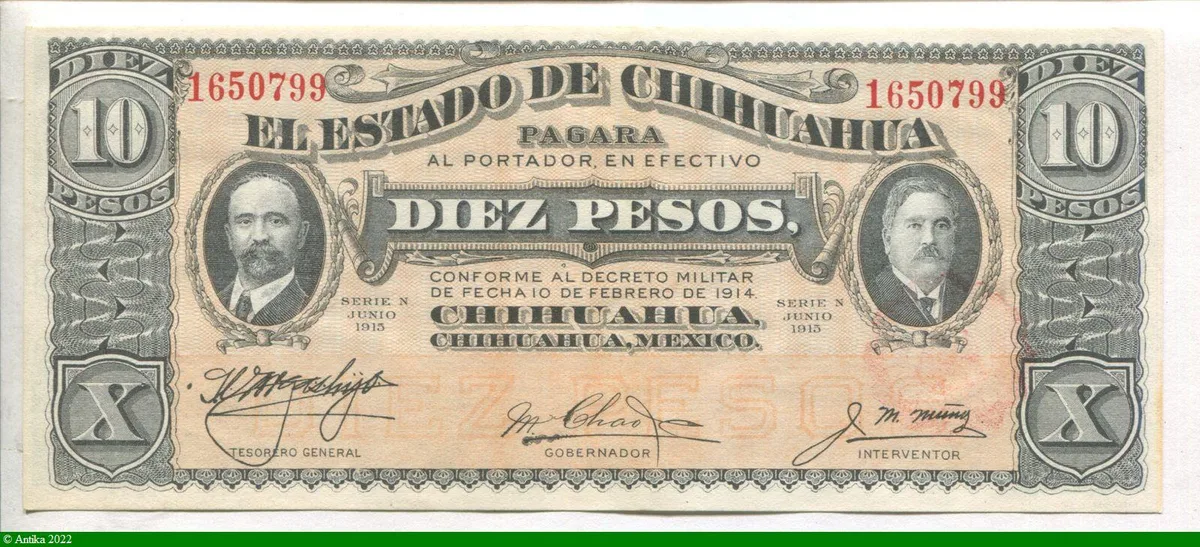 10 Pesos F.Madero & A.Gonzalez El Estado de Chihuahua