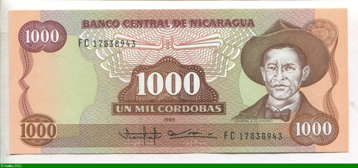 1000 Cordobas Général A.C Sandino * *