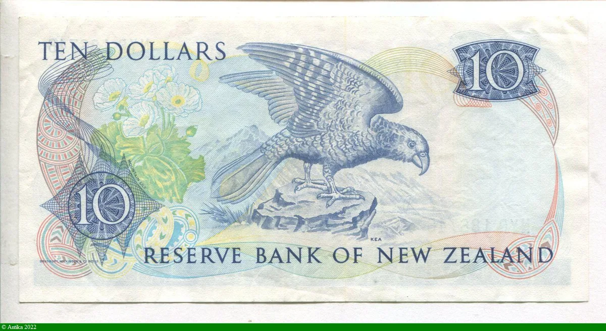 10 Dollars Elizabeth II &Lys des montagnes & perroquet Kea