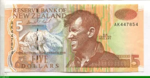 5 Dollars Sir Edmund Hillary & Mont Cook