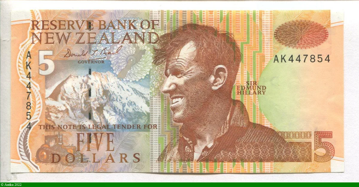5 Dollars Sir Edmund Hillary & Mont Cook