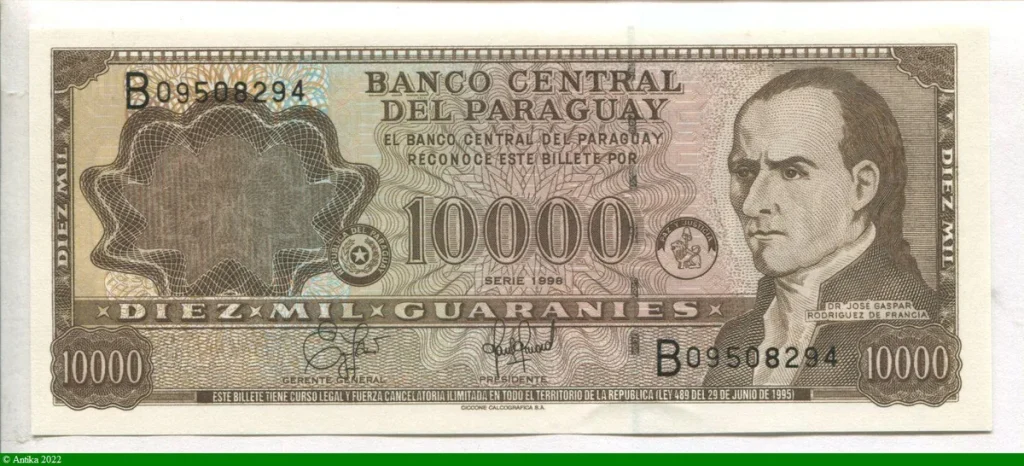 10000 Guaranies Dct José Gaspar Rodriguez de Francia