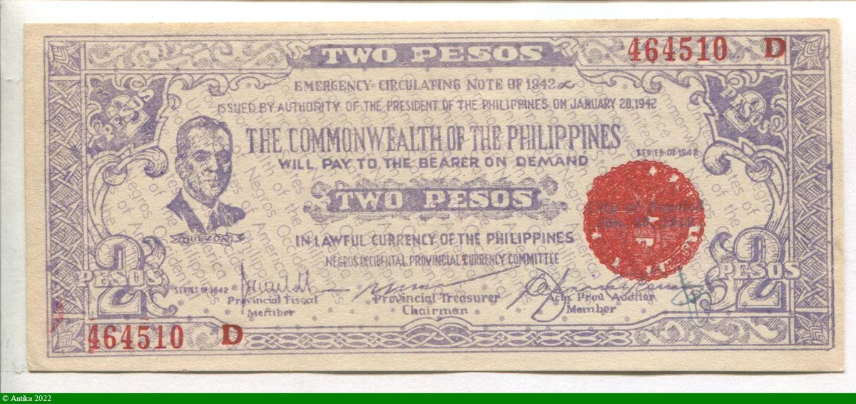 2 Pesos Quezon Série 464510D