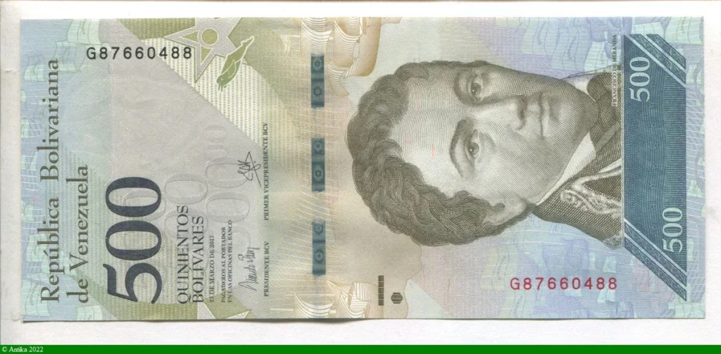 500 Bolivares F.de Mirandana * *