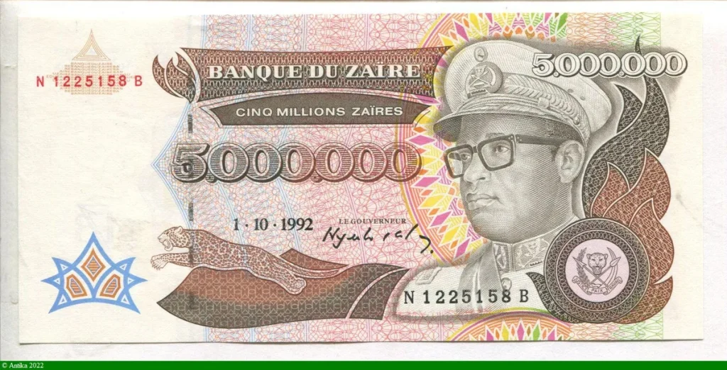 5 000 000 Zaires Mobutu