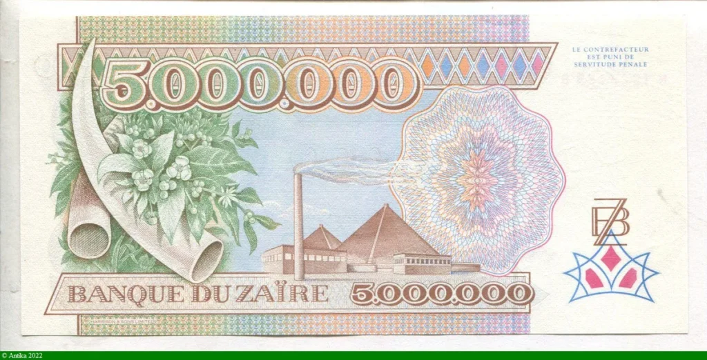 5 000 000 Zaires Mobutu