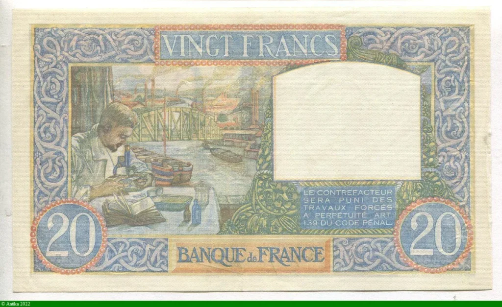 20 FRANCS SCIENCE & TRAVAIL - Type 1940