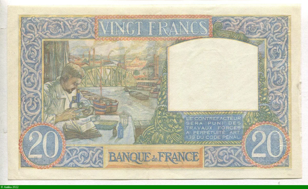 20 FRANCS SCIENCE & TRAVAIL - Type 1940
