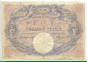 50 FRANCS BLEU & ROSE - Type 1889