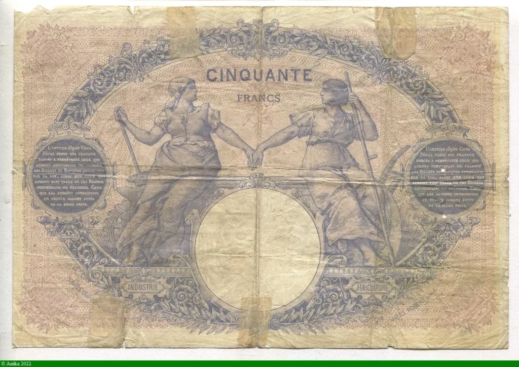 50 FRANCS BLEU & ROSE - Type 1889